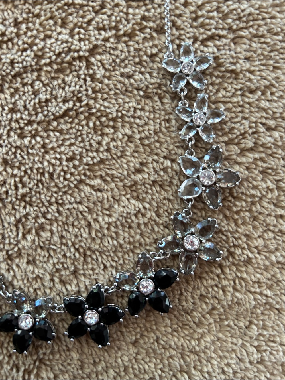 kate spade Silver-tone Necklace with Black & Clear Crystal Flowers - Picture 3 of 6